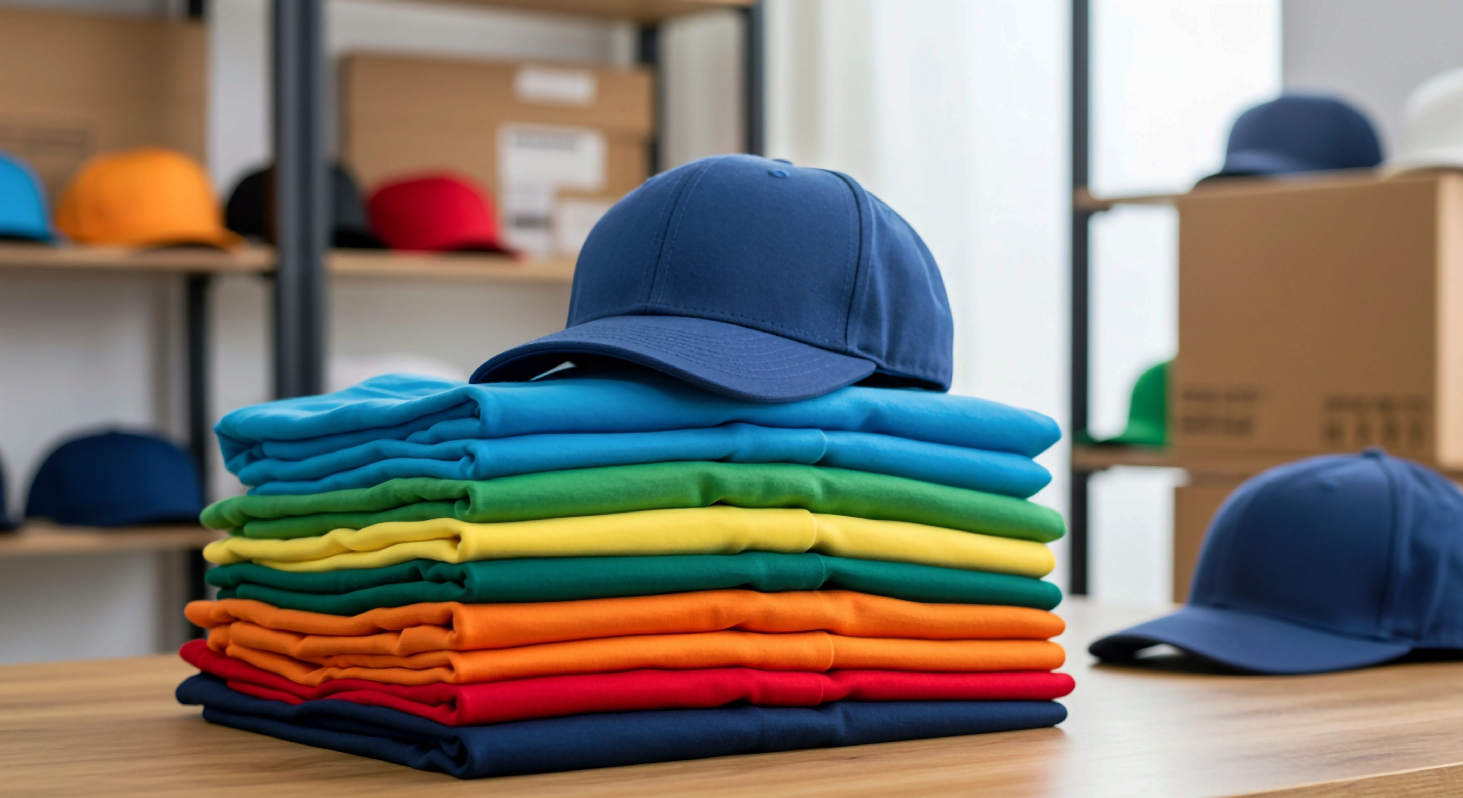 A variety of promotional apparel items